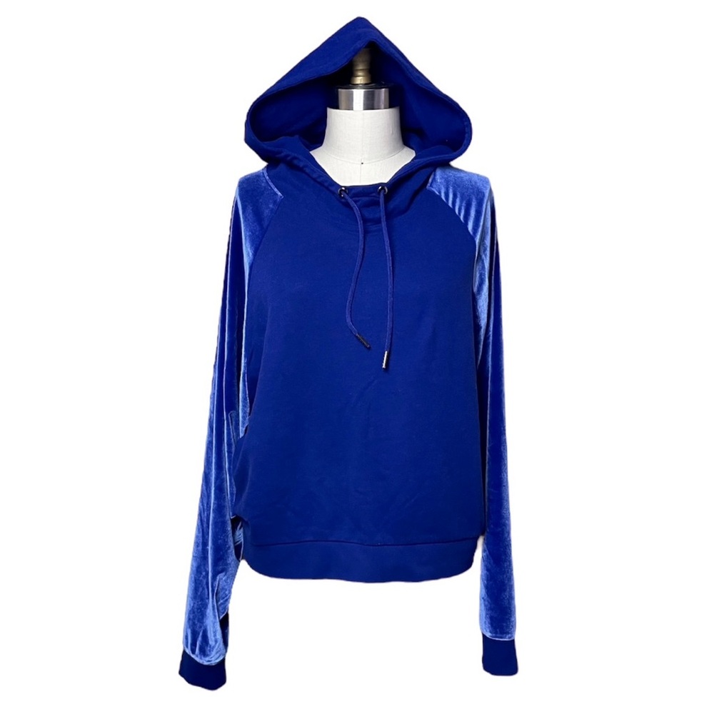 Victoria’s Secret Sport Velour Hoodie Top Cropped Blue XL